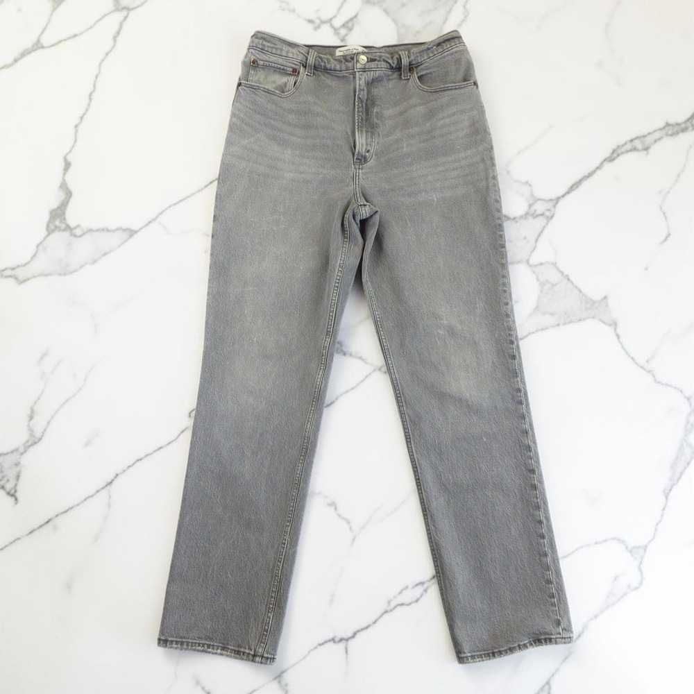 Abercrombie & Fitch Jeans Womens 14L Grey 90s Straight Ultra High Rise 32 Long